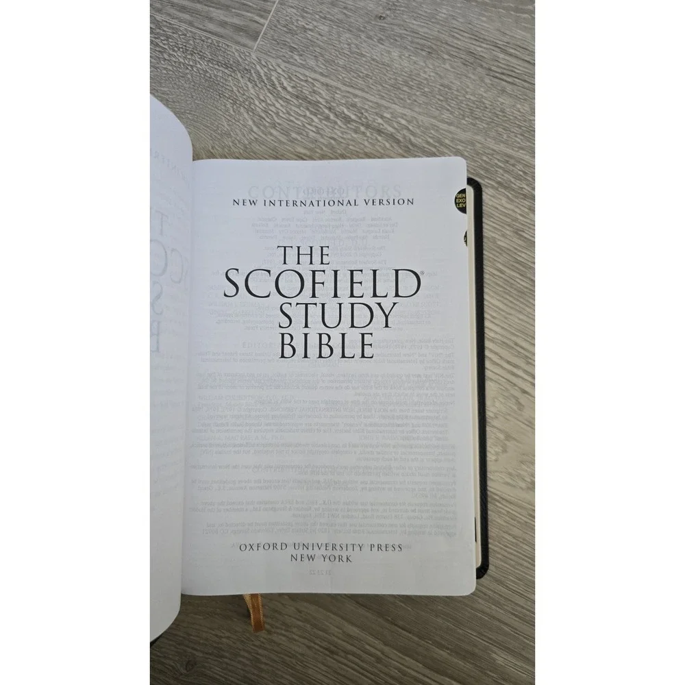 Scofield Study Bible NIV Red Letter Oxford Black Leather Tabs HC - Picture 6 of 8
